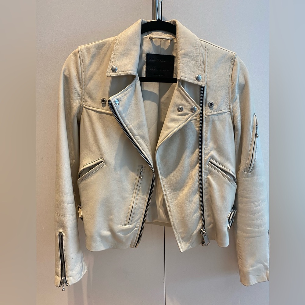 ALLSAINTS Cream Leather Jacket